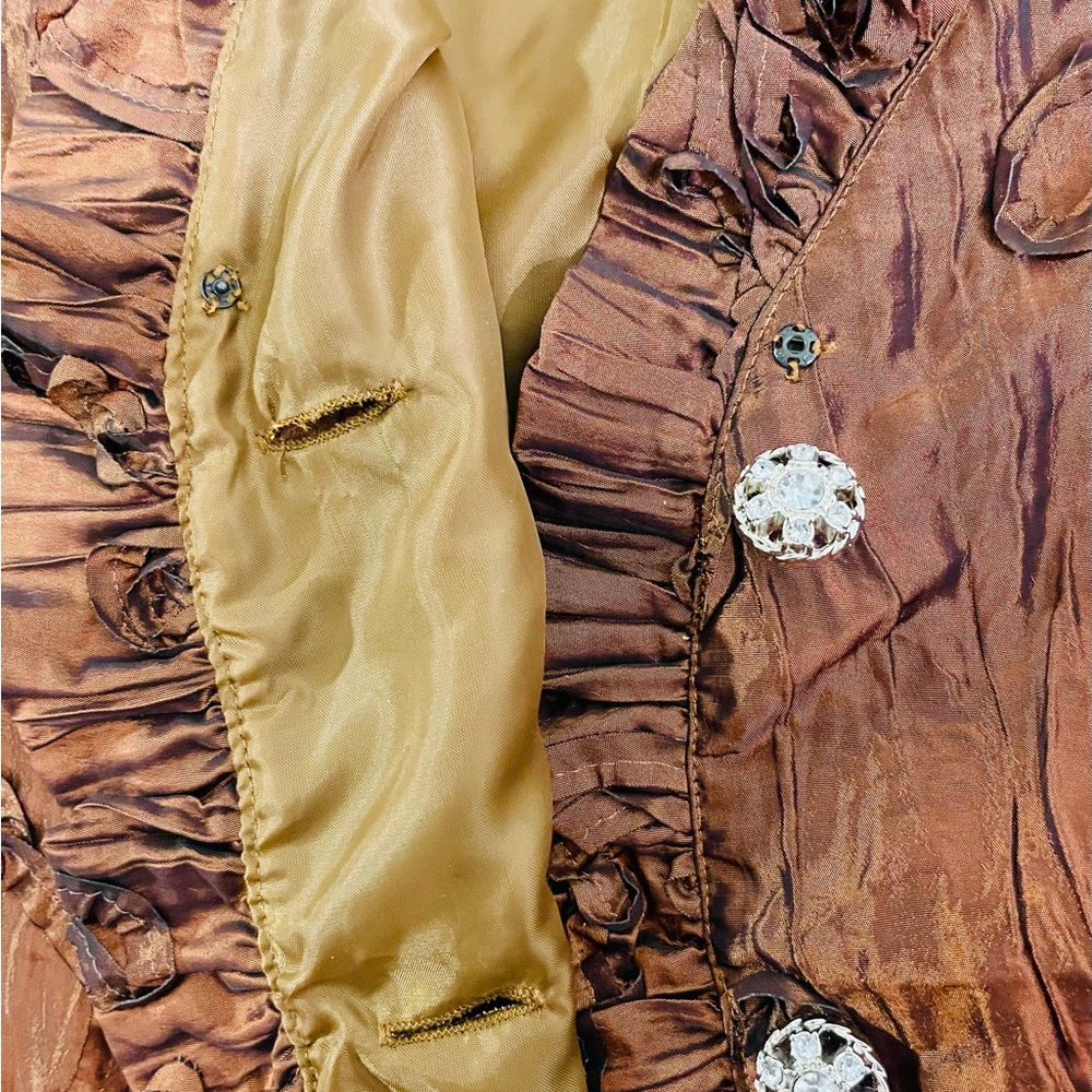 Coldwater Creek Copper Ruffled Textured Blazer - Picture 5 of 14